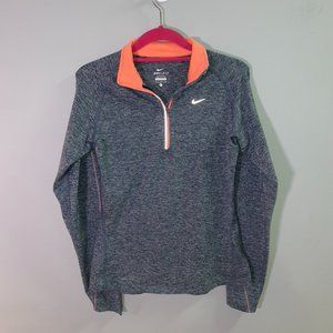Nike gray and orange dry-fit quarter zip. Size small.
